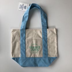 Trader Joe’s Mini Pastel Canvas Tote Bag Blue Shopping Viral NEW Limited Edition