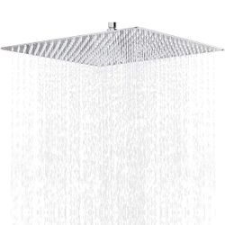 NearMoon Rain Shower Head, High Flow Stainless Steel Square Rainfall Shower, Waterfall Bath Shower Body Covering, Ceiling or Wall Mount=E1-574