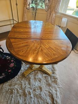 Round Sunburst Vintage Wooden Table