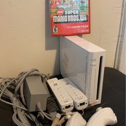 Nintendo Wii New Super Mario Bros Wii  Console Bundle Two Controller Attachment And All Accessories 