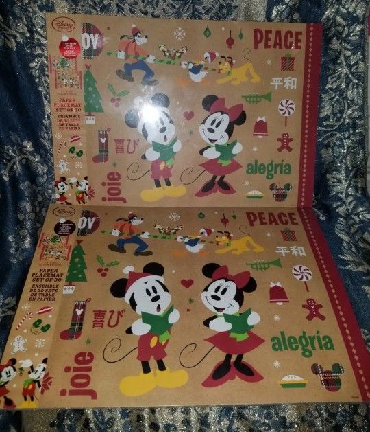 Disney Store Mickey Mouse Holiday Paper Placemats 2PK