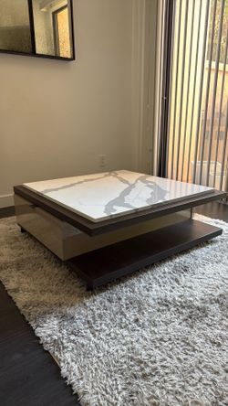 Marble Top Coffee Table with Storage Drawers