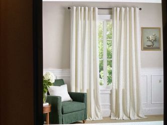 Velvet Extra Long 2 Panels Curtains 52x120”L  Ivory