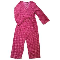 Womens SHEIN curve red polka dot v-neck jumpsuit 2XL