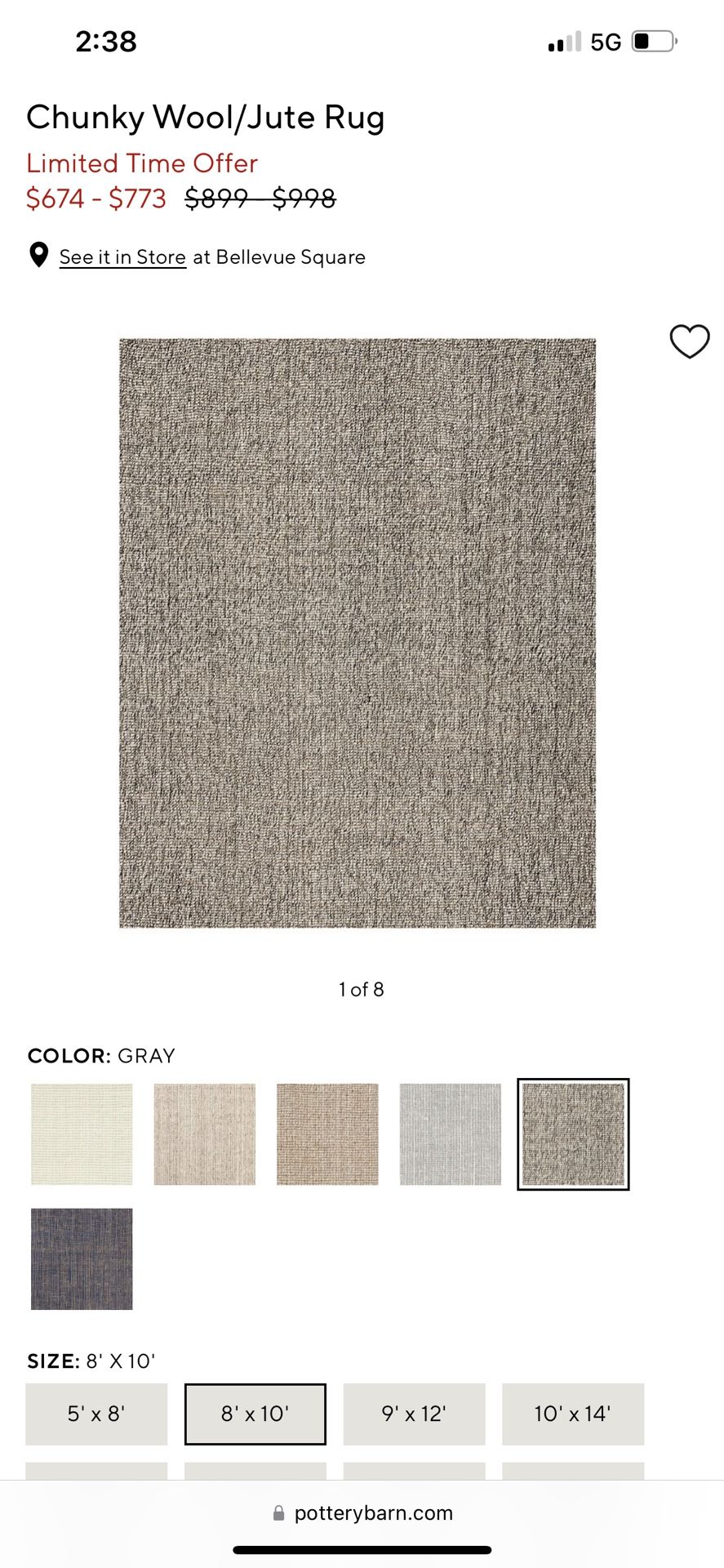 Pottery Barn Chunky Wool/Jute Rug 8x10 for Sale in Bellevue, WA OfferUp