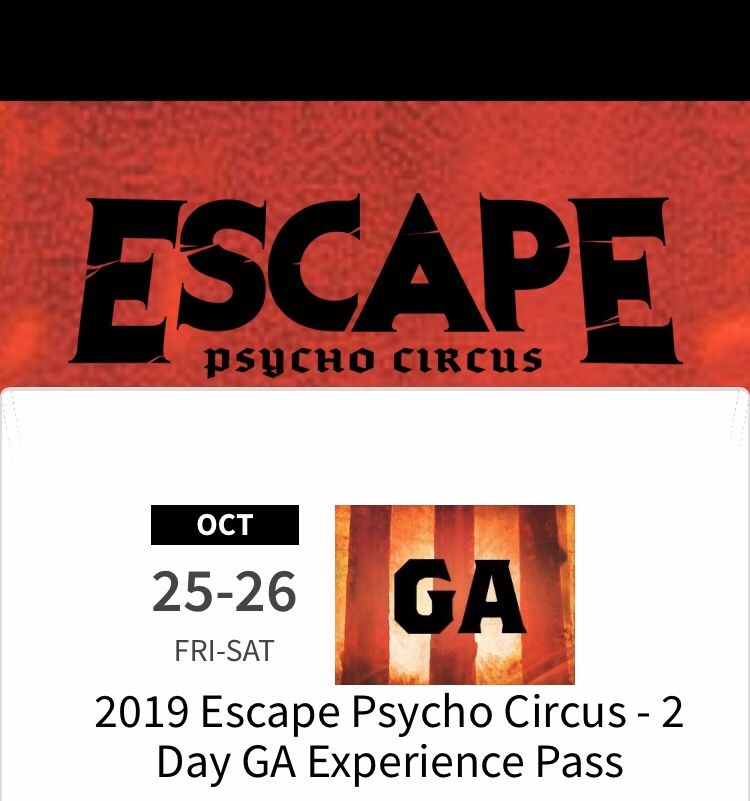 Escape wonderland 2 Day GA pass