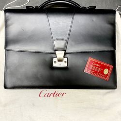 Cartier Business bag Men's Leather Briefcase, Document Case Black We also have Gucci Versace MCM Chanel Louis Vuitton Rolex and other