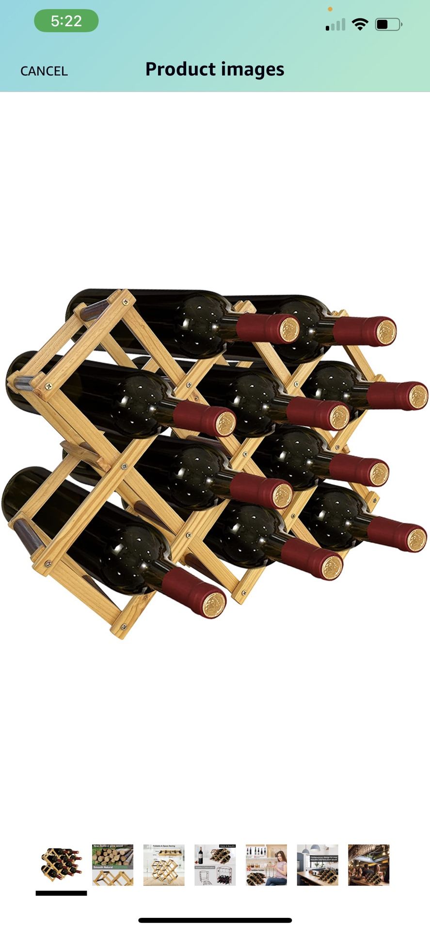Wine Rack, Foldable Wine Racks Countertop with 8 Slots for 750ML Standard Bottle, 10 Bottles Stackable Wine Bottle Holder for Wine Storage, Wobble-Fre