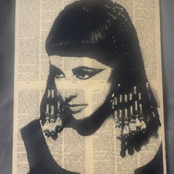 Elizabeth Taylor As Cleopatra Mixed Media Portrait 16x20