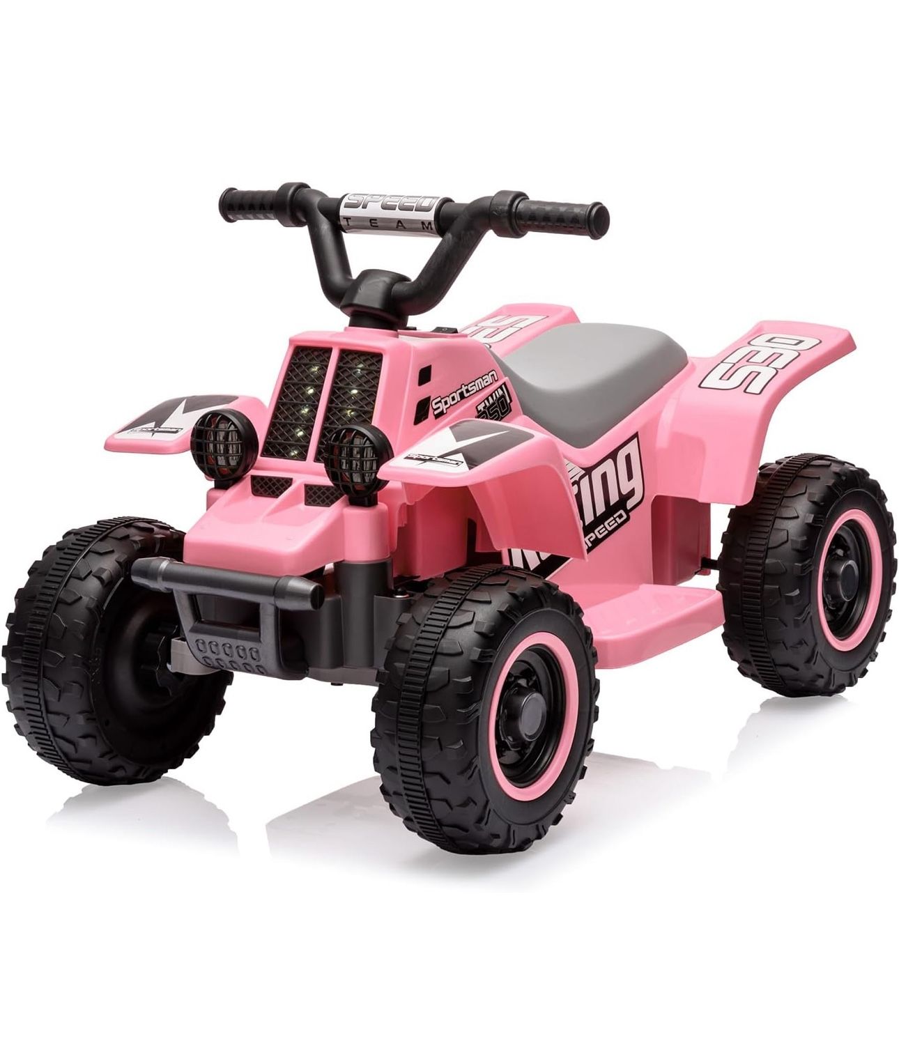 6V Kids Ride On Electric ATV, Ride Car with LED Headlights, Ride-On Toy for Age 3+ with Music, Forward & Reverse (Pink)