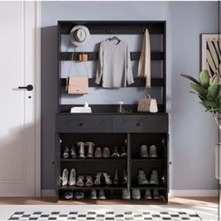 65” entryway storage cabinet with coat rack , Y-17