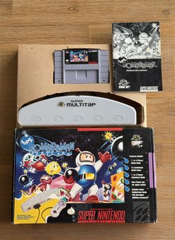 Super Bomberman Party Pak SNES Super Nintendo – Big Box Bundle w/ Super Multitap