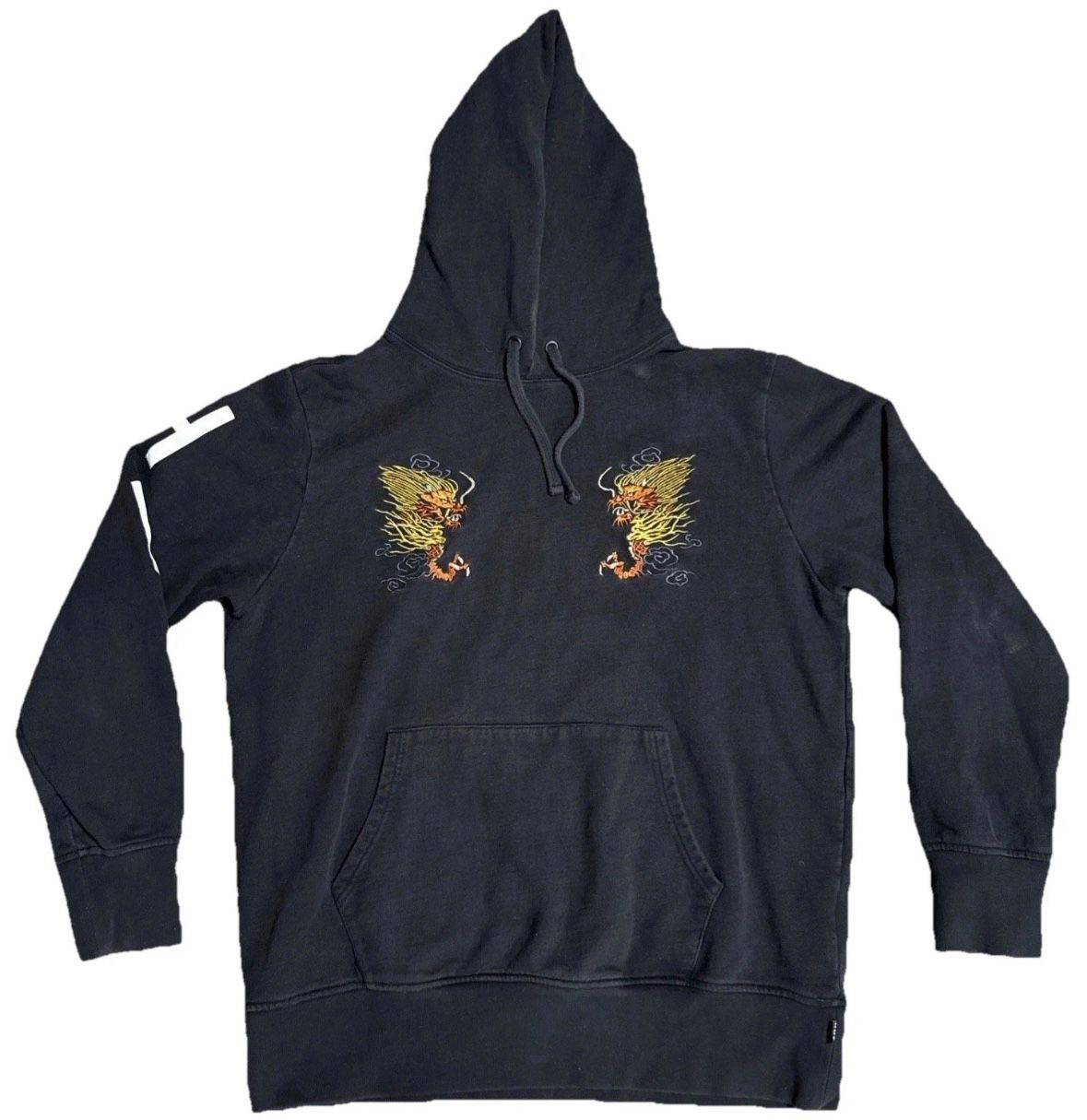 HUF Men’s Size XL Hoodie Sweatshirt Black Embroidered Japanese Dragon