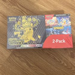 Pokemon Costco Exclusive Surging Sparks 2 Pack. Etb And Booster Bundle. Sealed