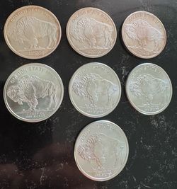 (7) Golden State Mint .999 Buffalo Silver Rounds
