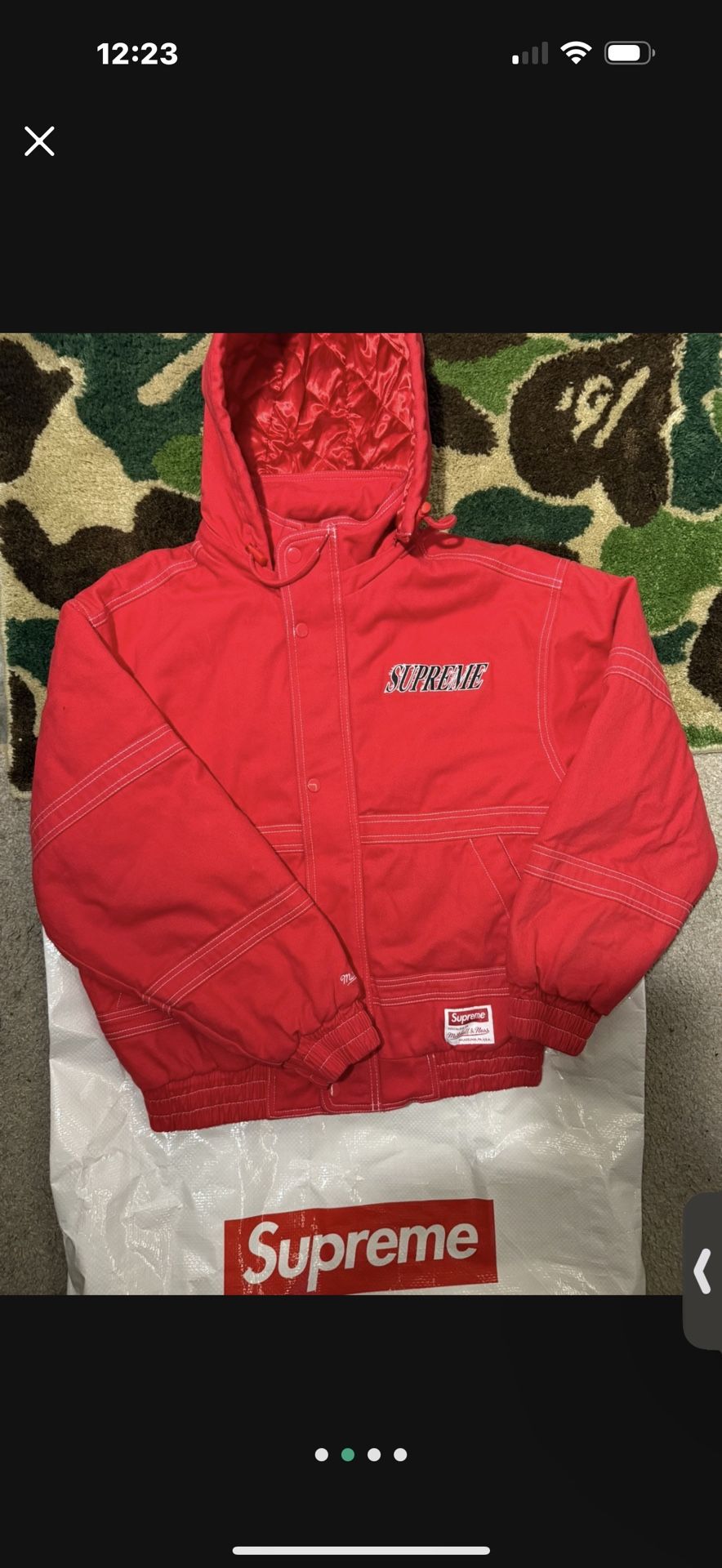 SUPREME-MITCHELL NESS/ Stadium Jacket Red Sz S