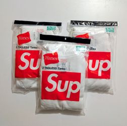 Supreme x Hanes Tagless Tank Tops 3 Pack Three WHITE Size XL New in bag