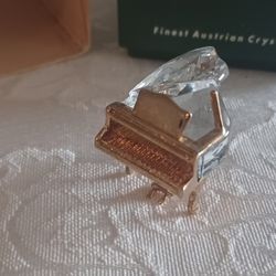 VTG Swarovski Crystal Memories GRAND PIANO 1.25" Tall, Gold-Plated Trim, Box,COA