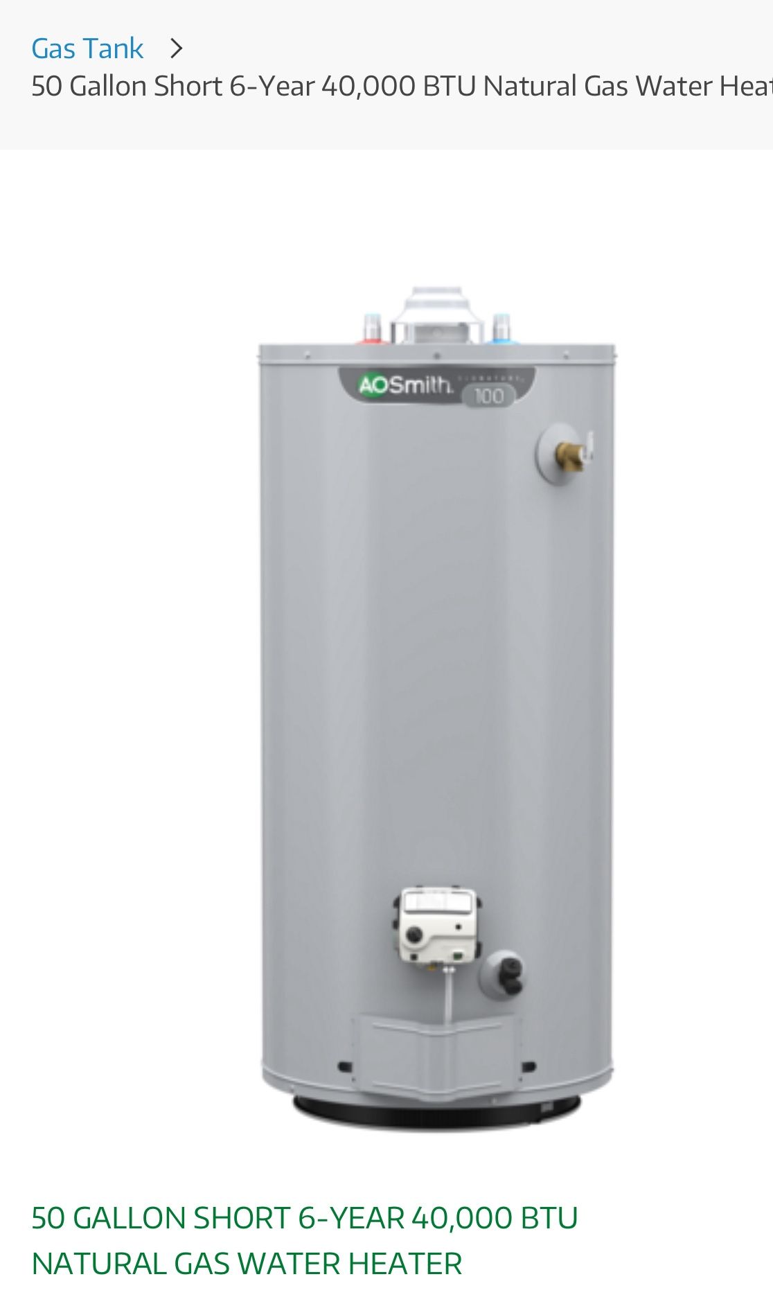 A O Smith 50-gal Water Heater