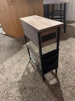 Narrow Side Table with Outlet & 2 USB Ports - 19 x 8 x 23.5 in