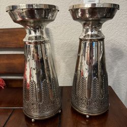 Pottery Barn Candle Silver Pedestals 