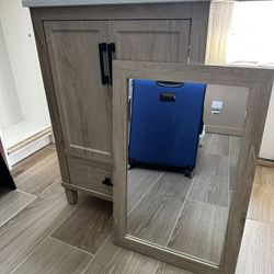 25-in Light Wood Vanity with Matching Mirror