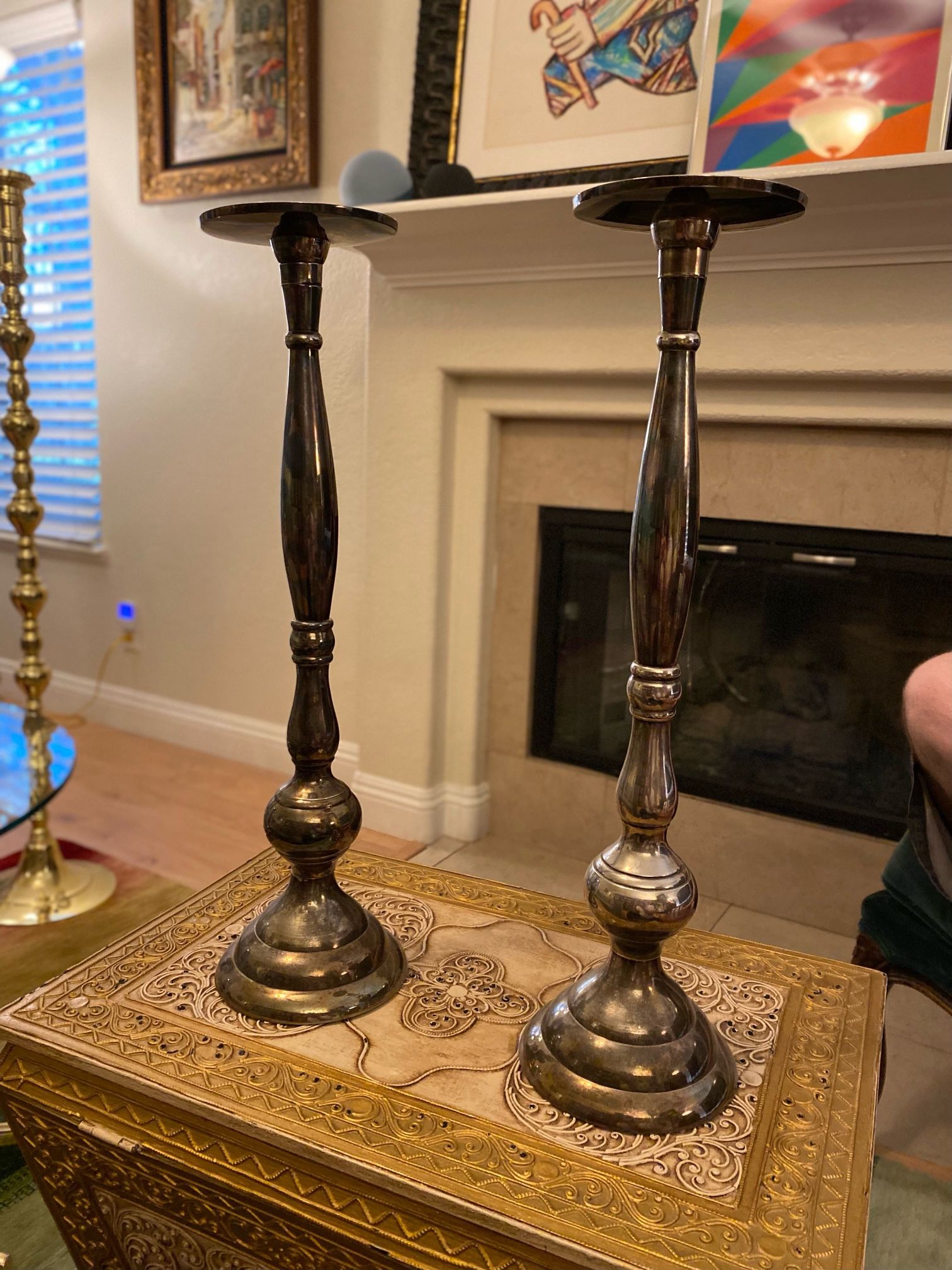 Pottery Barn Silver Plated Candlesticks Set Of 2