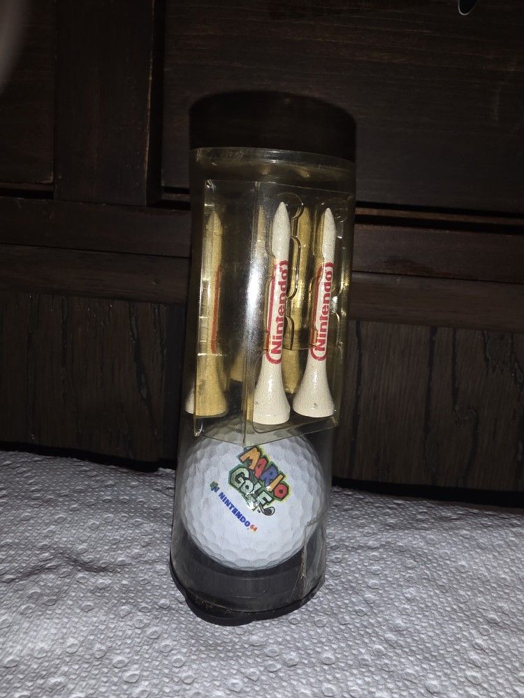Vintage • NINTENDO 64 N64 • SUPER MARIO • Golf Ball & Golf Ball Tee Set • EMPLOYEE PROMO