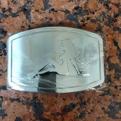 Rare Vintage Sexy Lady Silhouette Mudflap Girl large Belt Buckle Biker Trucker.