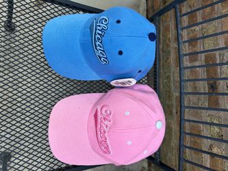 Blue and pink Chicago baseball cap set