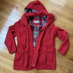 Women Small/Medium - Pacific Trail Coat Red Plaid Water Resistant Trench Coat Parka 