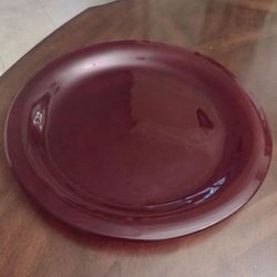 Red Glass Serving Platter, 14" On Diameter 