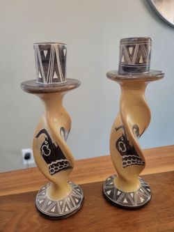 African Soapstone Candle Holders