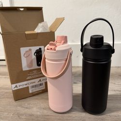 2 Pack 18 oz Kids Insulated Water Bottle for School: Leakproof, 2-in-1 Straw Spout Lid, BPA-Free, Keep Cold 24 Hrs, Stainless Steel Cup for Sports, Tr