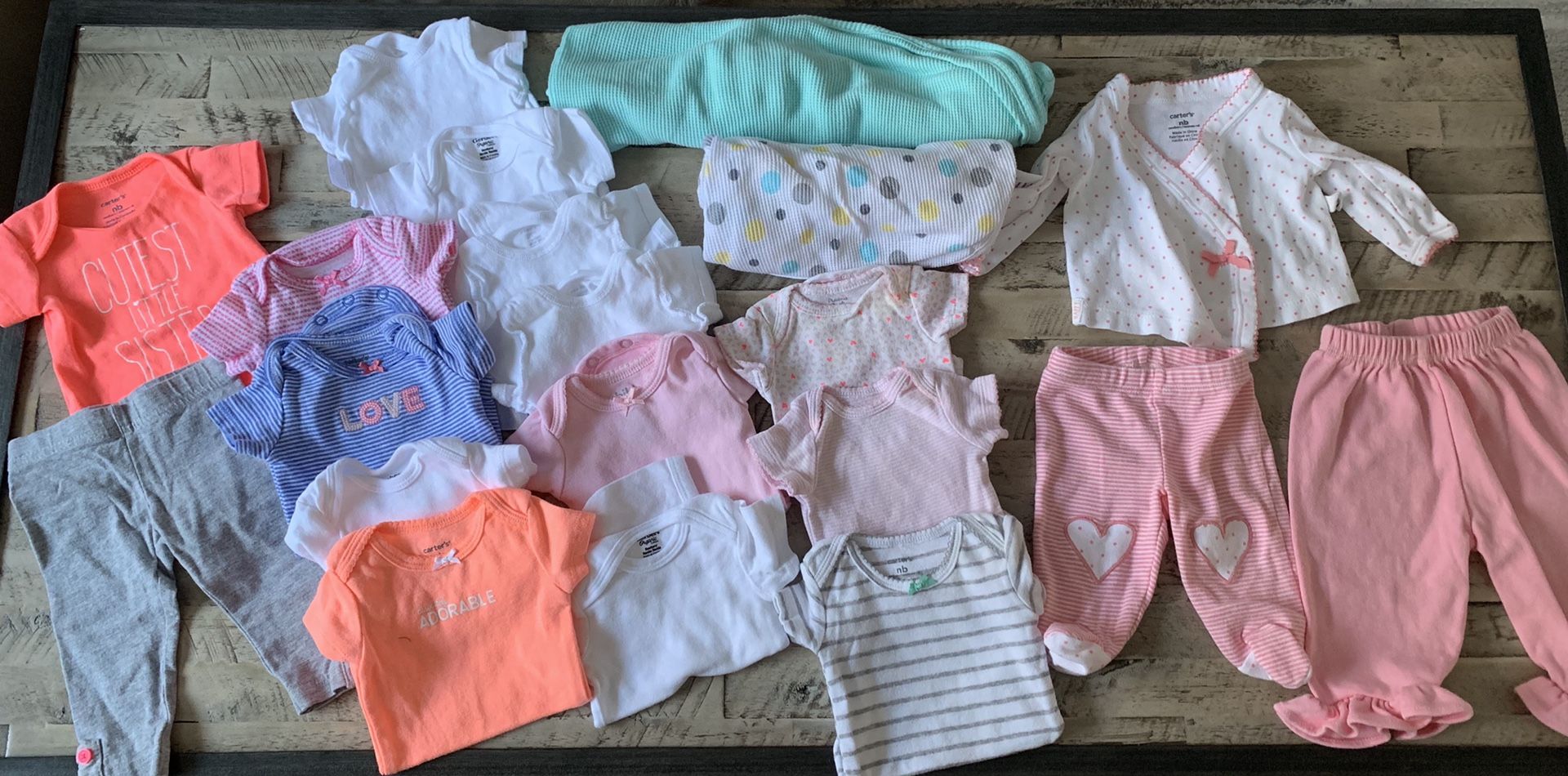 Newborn baby girl clothes and accessories