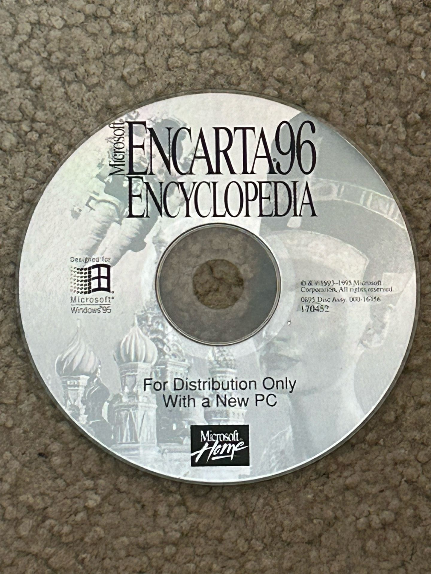 Vintage Microsoft Encarta 96 Encyclopedia PC CD-ROM Designed for Windows 95