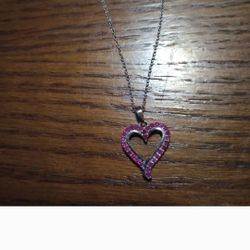 Genuine .925 Sterling Silver Ruby Necklace 