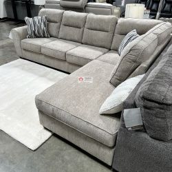 SECTIONAL WITH CORNER CHAISE SOFA -MOCHA- [NEW]  [EASY CARE FABRIC]