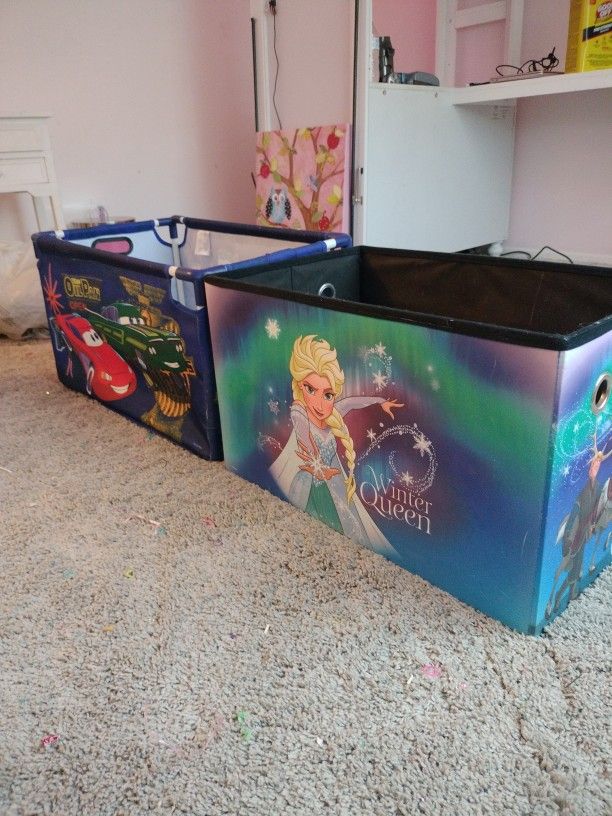 Disney Cars And Frozen Collapsible Storage Bin Toy Box