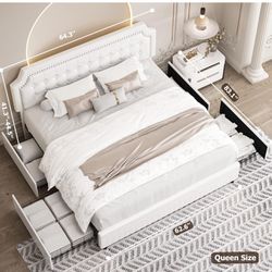 Queen Bed frame with Mattress 