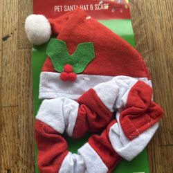 New Christmas Pet Santa Hat And Scarf Size (M) $5
