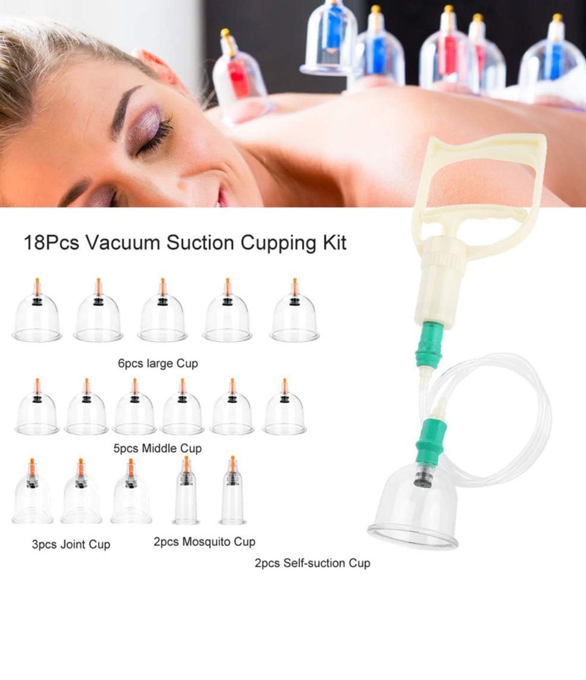 Vacuum Suction Cupping Kit 18Pcs Massage Acupuncture