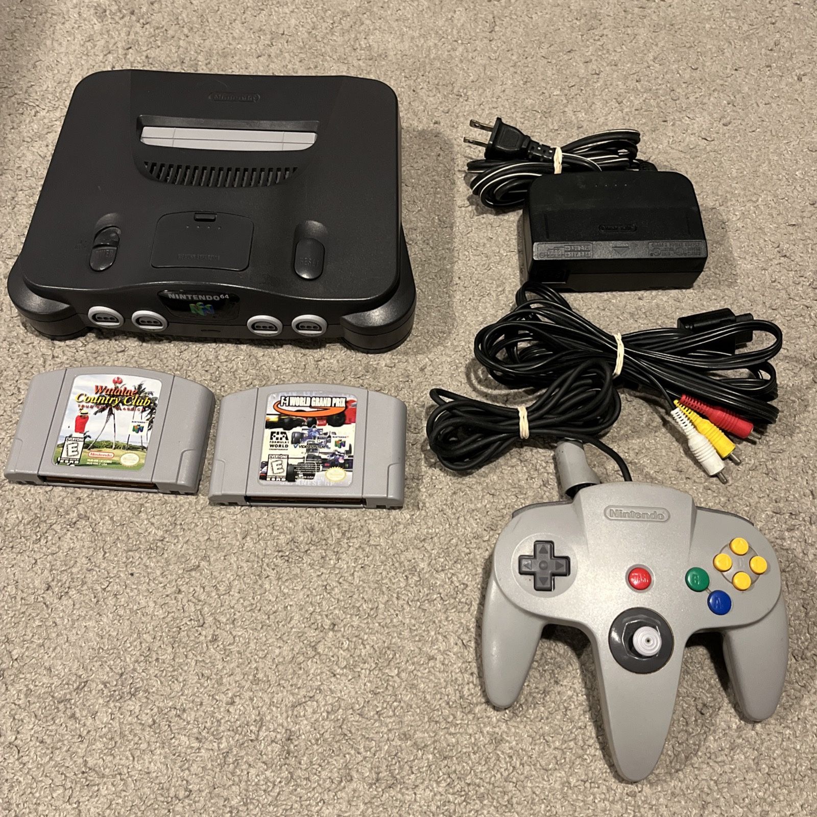 Nintendo 64 N64 System Console Game Bundle Lot w/ 2 Games Controller Cords READ