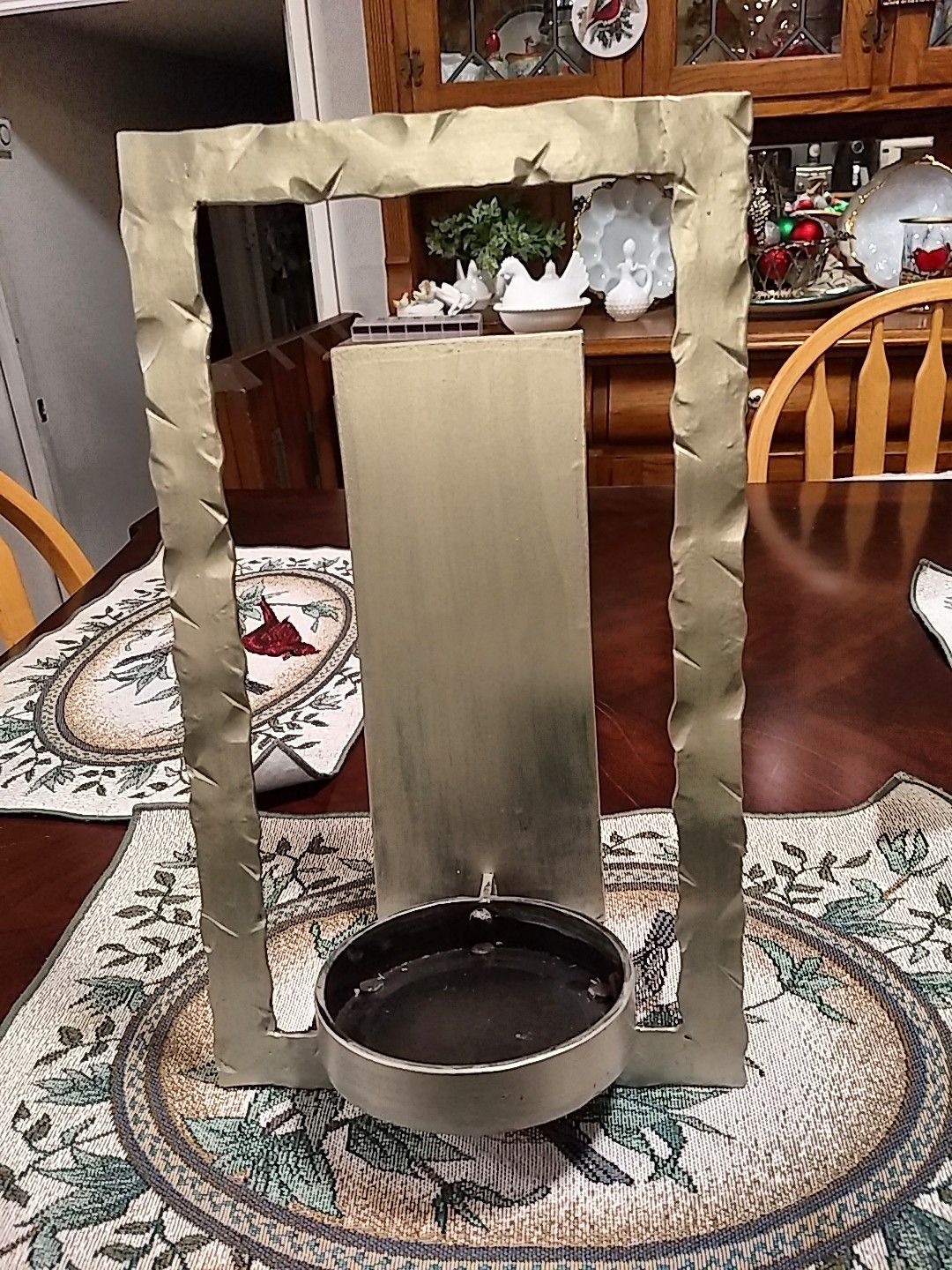 Wall hanging solid steel plant or candle holder