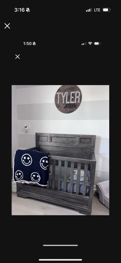 Gray Wood Crib