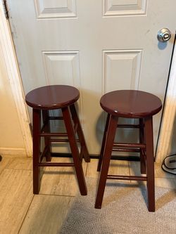 Set of 2 Wood Bar Stools