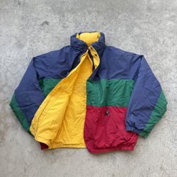 Vintage 90’s NAUTICA  Duck Down Reversible Multicolored Striped Puffer Jacket