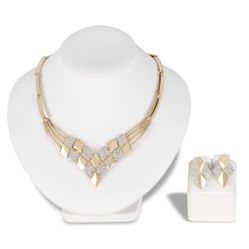 Luxury Rhombus Gold Plated Jewelry Set 