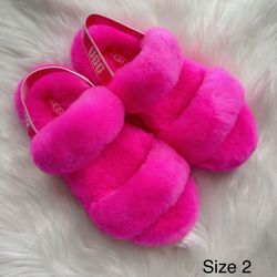 UGG Pink Oh Yeah Slides For Girls - SIZE 2