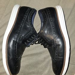 Cole Haan Lunargrand Long Wingtip Black White Mens Oxfords Size 11 MENS Leather